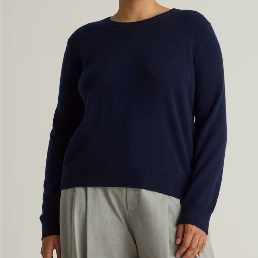 Quince Dark Navy Cashmere Crewneck Sweater